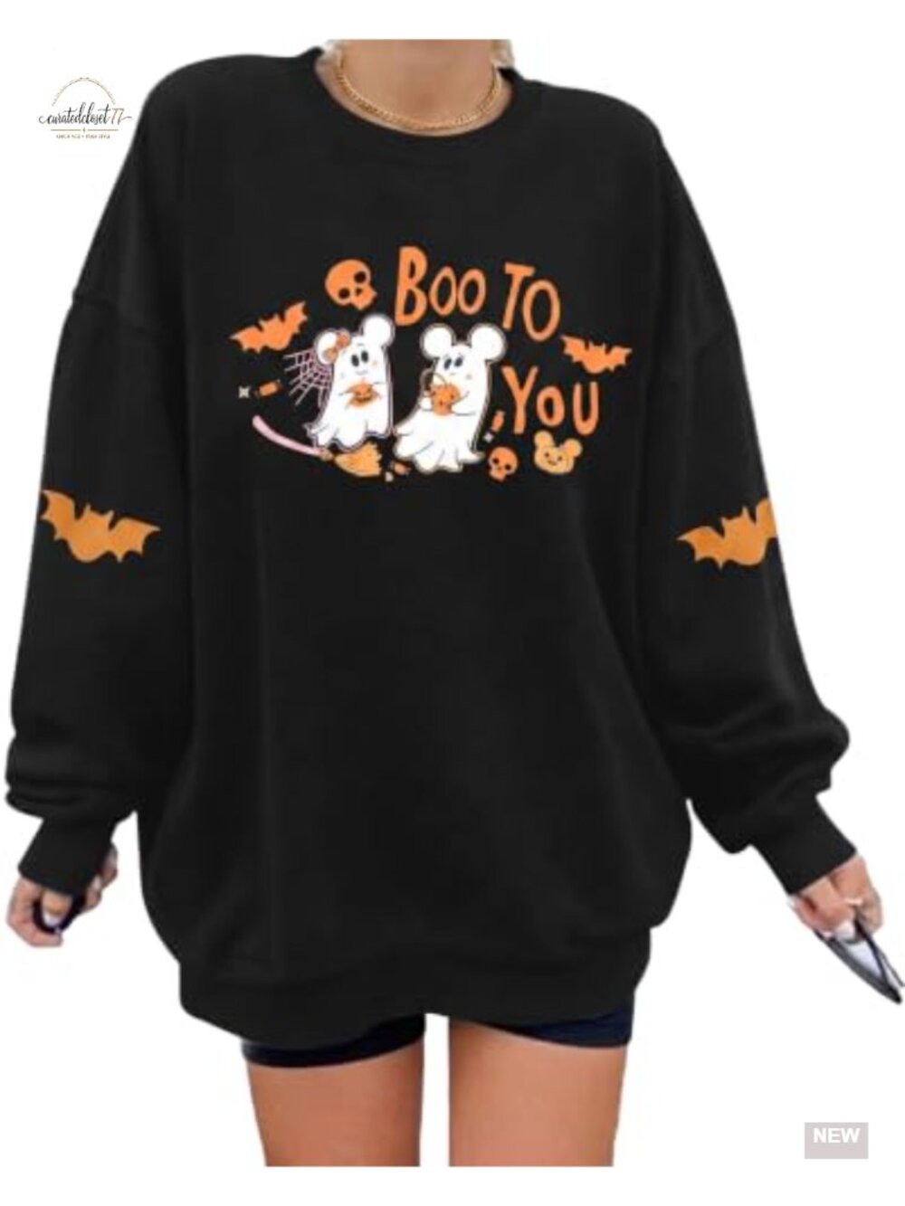 Oversized Halloween Sweatshirt Spooky Season Cotton Pullover